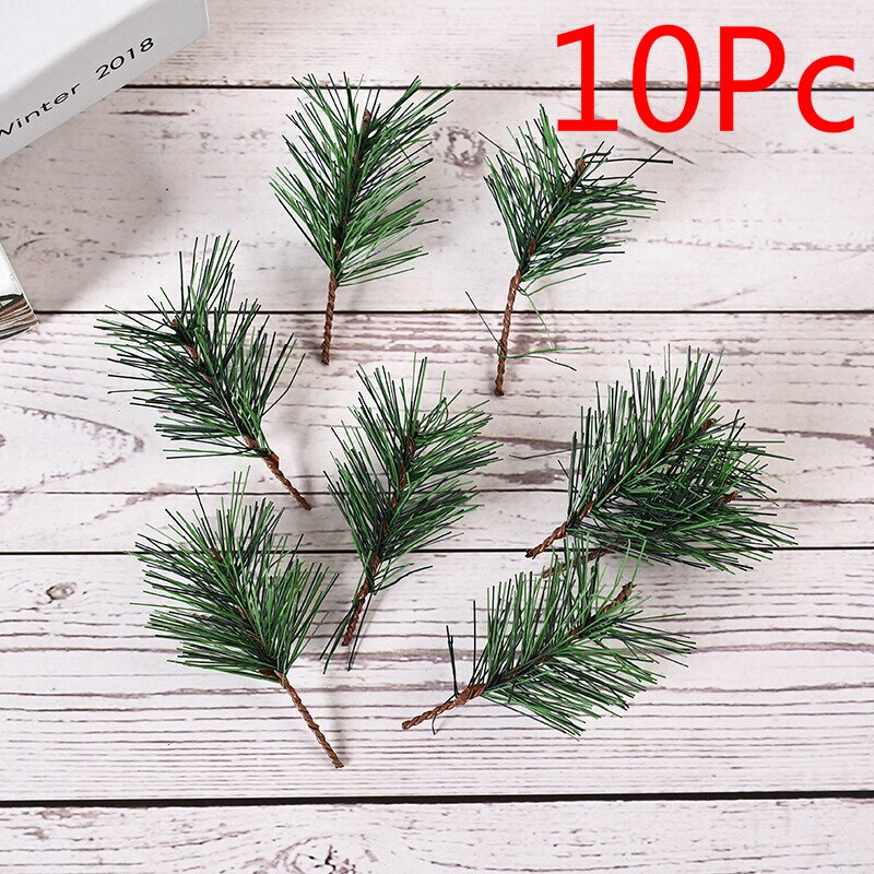 Artificial Needle Branch Pine Tree Branch Christmas Tree Decor Tool Simulation cutting plant Christmas pine branch decoration: 10pcs