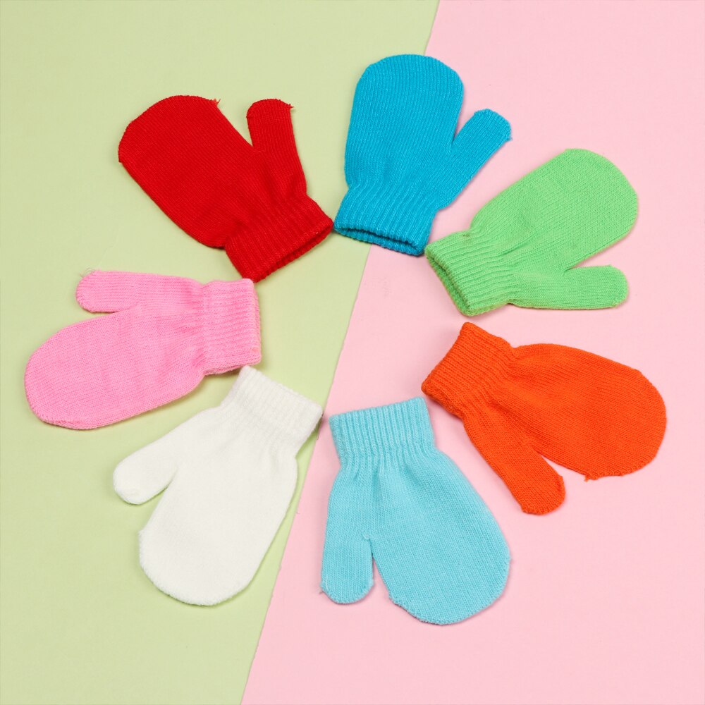 1-4 jaar oude gebreide handschoenen voor kinderen, winterwarm, wanten met lange vingers, meisjes, jongens, snoepkleur, mooie vingerloze handschoenen