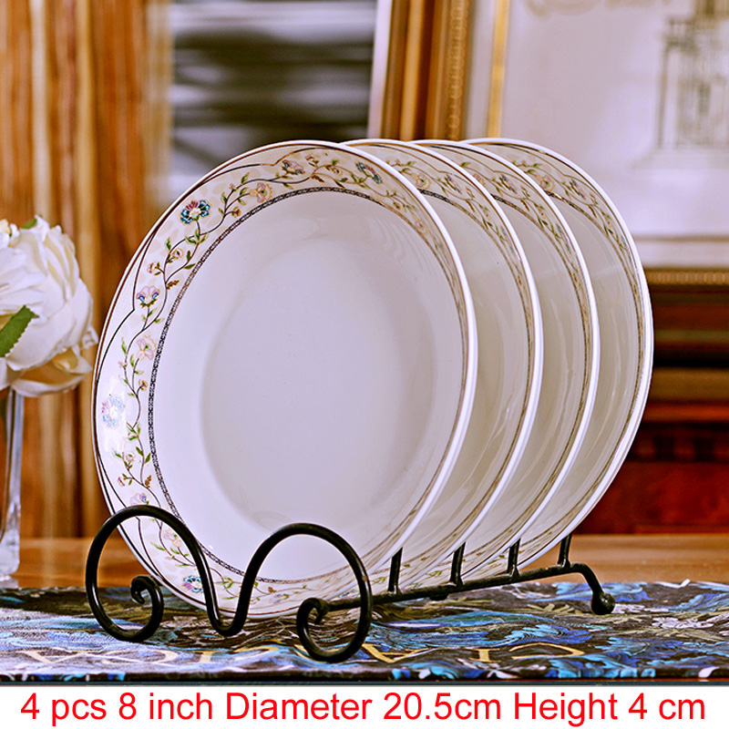4 stk/sæt jingdezhen porcelæn porcelæn spisestel spisestue keramik service dybe suppe retter sushi tallerkener: L