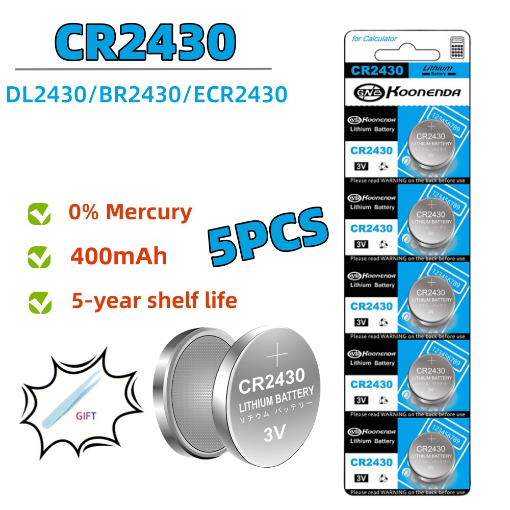 2-10PCS CR2430 3V 400mAh Lithium Battery DL2430 BR2430 Button Coin Batteries for Key Fob Watch Alarm Clock Car Remote Contro: black