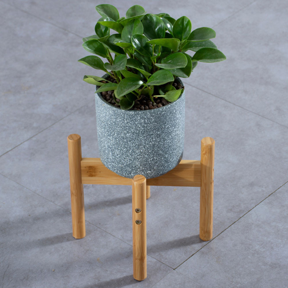 Træ fritstående bonsai holder hjemme balkon bambus træ urtepotteholder med trædepude glat overflade moderne hylde