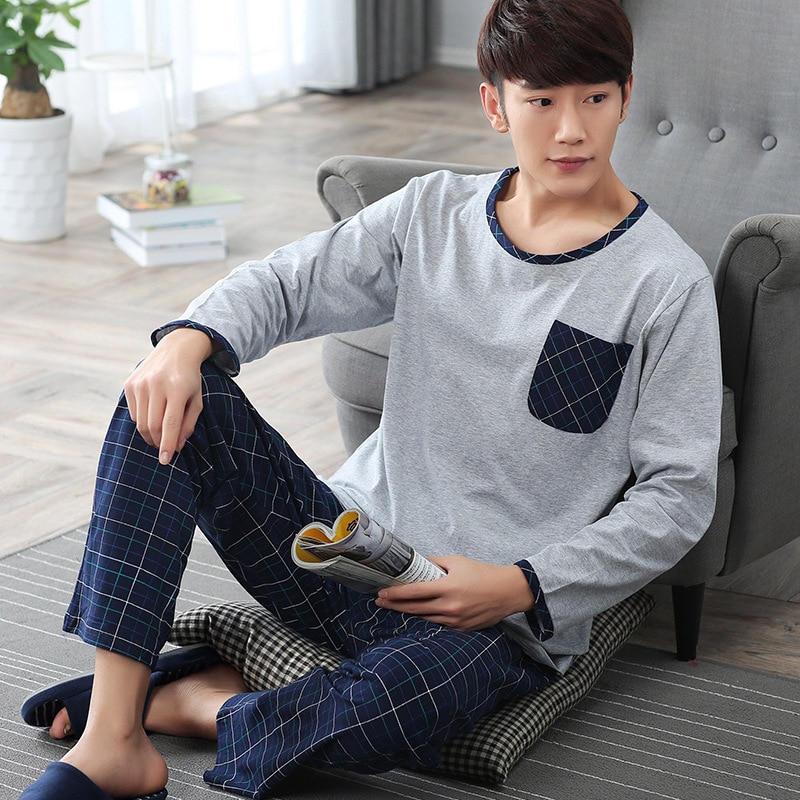 Tony&Candice Men's Cotton Pajamas Set Lounge Pure ... – Vicedeal