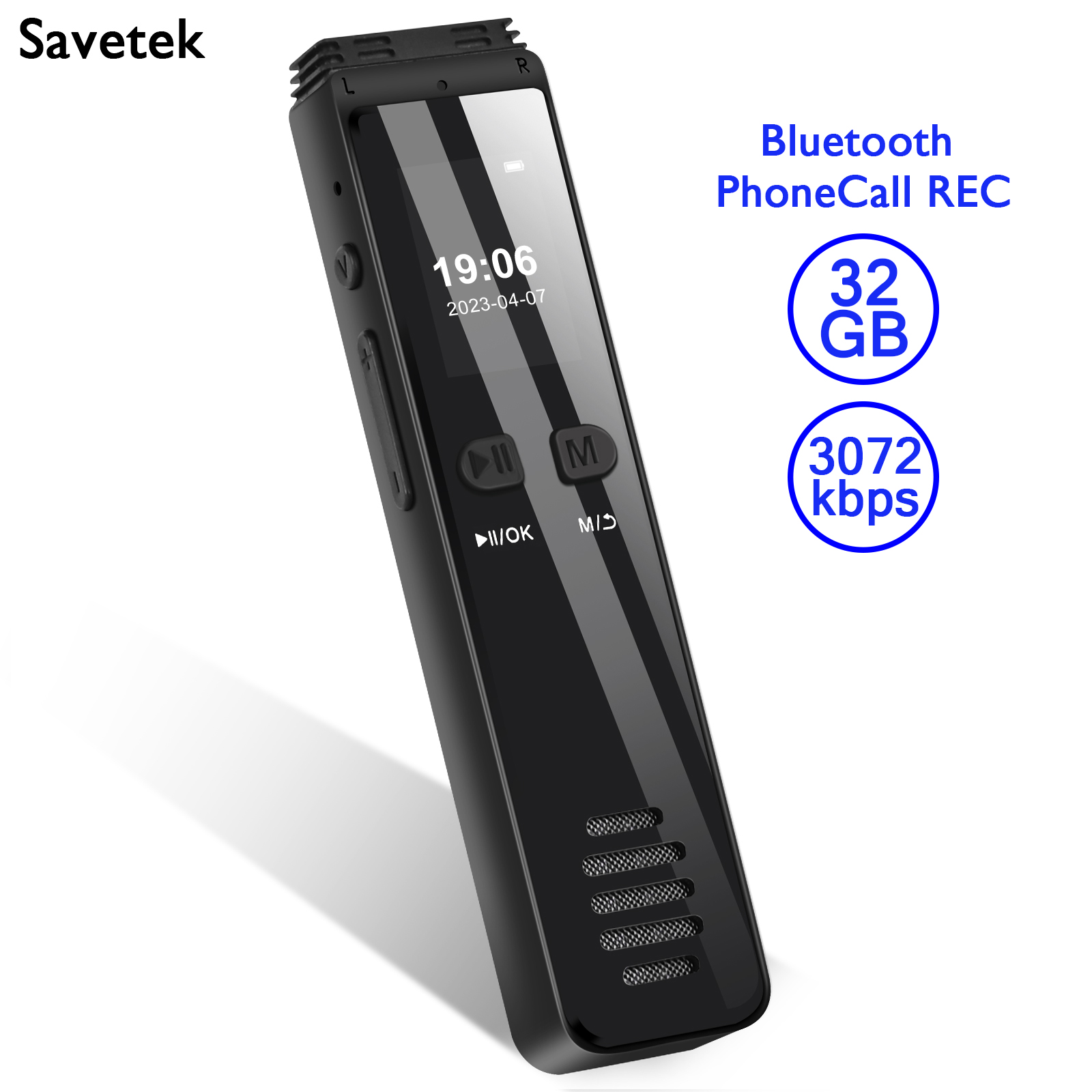 128GB USB C Pen Voice Activated Digital Audio Recorder 32GB 64GB Bluetooth Phone Call Recording Fast REC 3072Kbps Password
