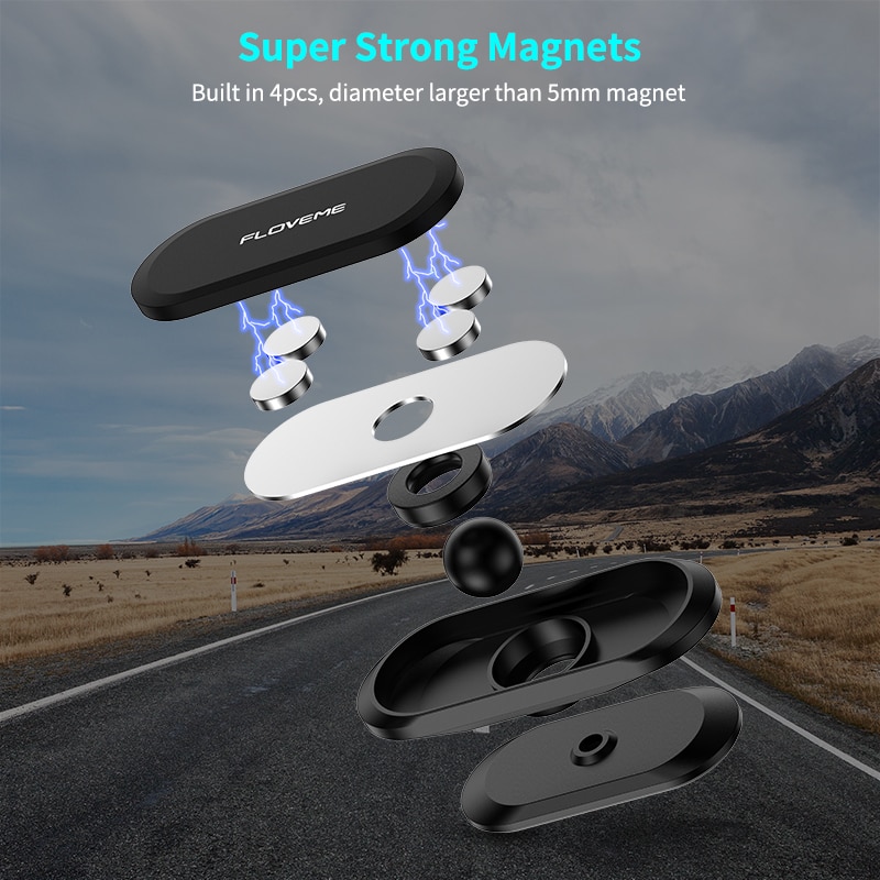 FLOVEME 360 Rotatable Magnetic Car Phone Holder Mini Sticky Strip For Redmi Note 8 Pro Redmi 9A 8A Magnet Car Stand Phone Holder