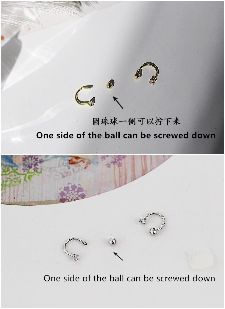 925 Sterling Silber Ohrring Persönlichkeit Zirkon Haken Halbe Kreis Schraube Ohrring Ohr Knochen Nägel Wilde Weibliche Silber Schmuck