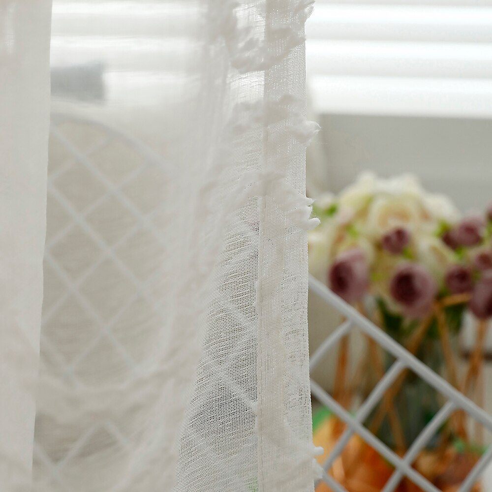 nuovo Tulle Tende per il Salone Bianco puro voilà Tenda Della Finestra con Anello superiore Tenda di trasporto di Tulle per la Cucina 2 Pannello