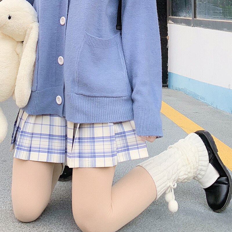 Blanco sólido Lovey, calentador de piernas para mujer, bonito calcetín de calle Jk para estudiante, Otoño Invierno , largo hasta la pantorrilla, tejido de acrílico para mujer