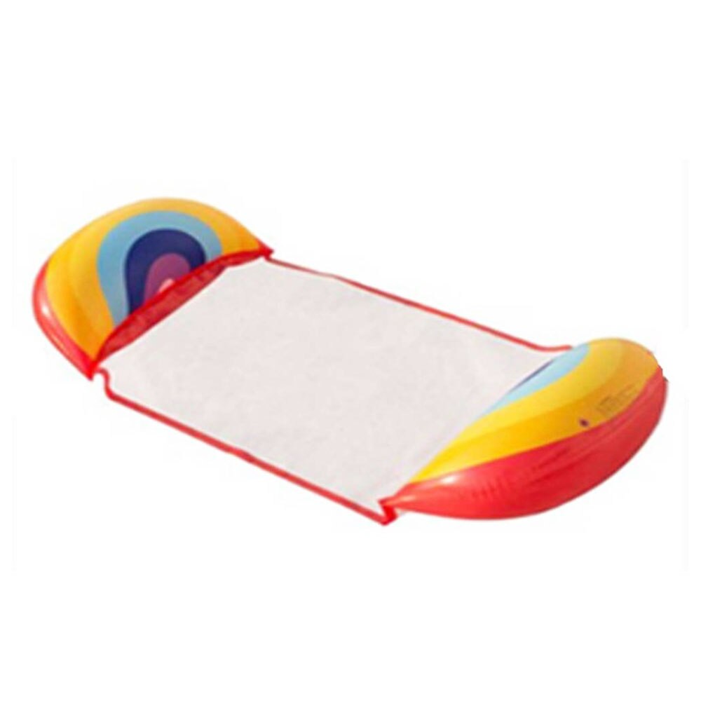 Pvc vand hængekøje hvilestol oppustelig flydende svømmemadras sammenfoldelig oppustelig luftmadras sengestol svømmesæde: Regnbue 126 x 73cm