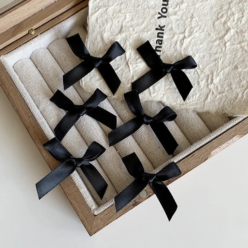 10 Uds Mini pinzas para el cabello con lazo 4cm estilo Ballet dulce cinta lazo horquilla accesorios para el cabello para niñas pasadores rosas, blancos y rojos: Negro