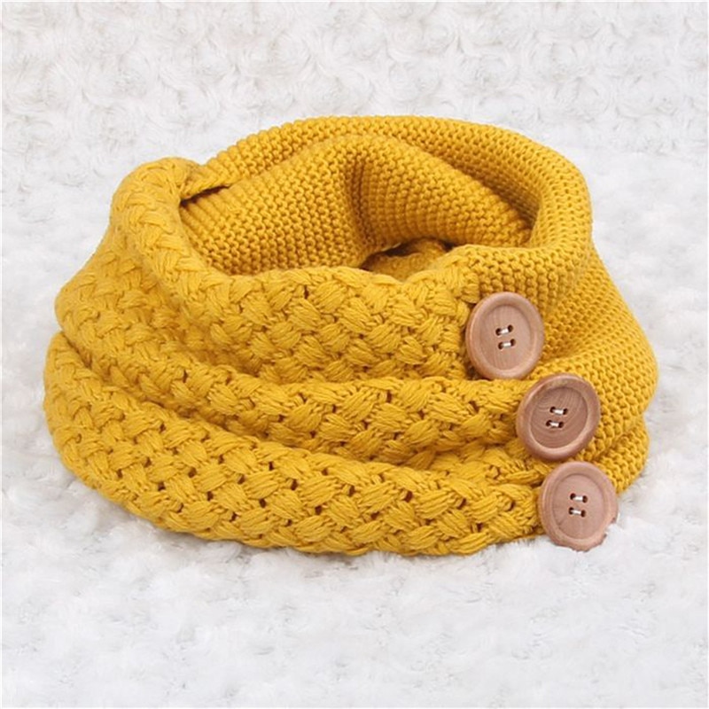 Winter Warm Knit Infinity Sjaal Luxe Vrouwen Effen Kleur Gehaakte Patroon Basic Chunky Grote Knop Gebreide Snood Ring Sjaal