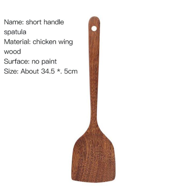Natuurlijke Houten Servies Lepel Pollepel Turner Lange Rijst Vergiet Soep Skimmer Koken Lepels Scoop Keuken Tool Set: 09