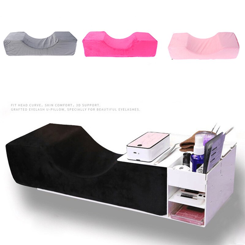 Almohada de espuma viscoelástica para extensión de pestañas, soporte para el cuello, para salón de maquillaje, con bolsillo, suave, 1 unidad