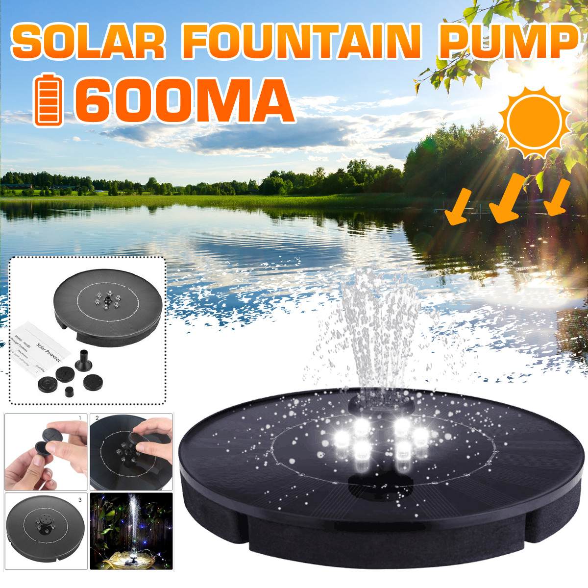 LED Schwimm Solar- Brunnen Garten Wasser Brunnen Schwimmbad Teich Dekoration Solar- Tafel angetrieben Brunnen Wasserpumpe Garten Dekoration