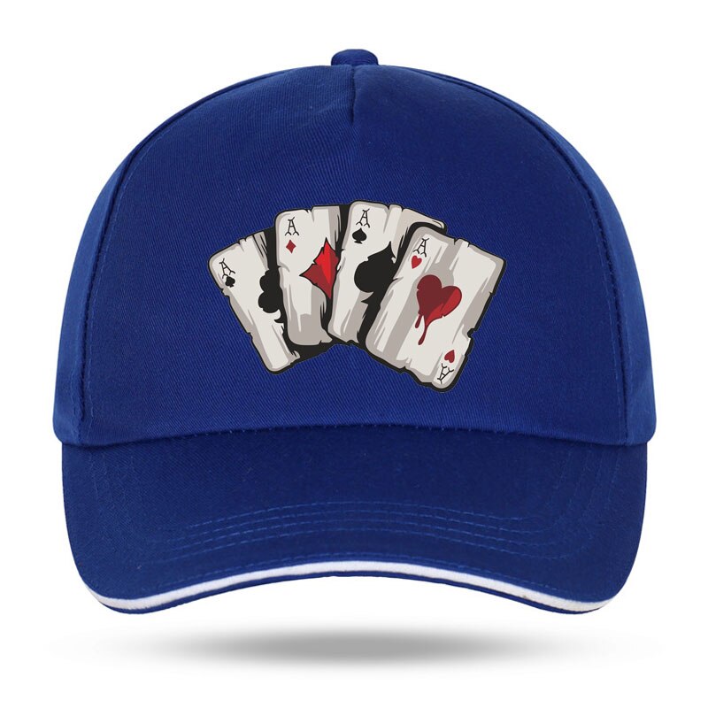 Sommer brand poker spar en interessant print herre baseball kasketter afslappet hip hop bomuld kvinder trucker cap velcro hat: Kongeblå