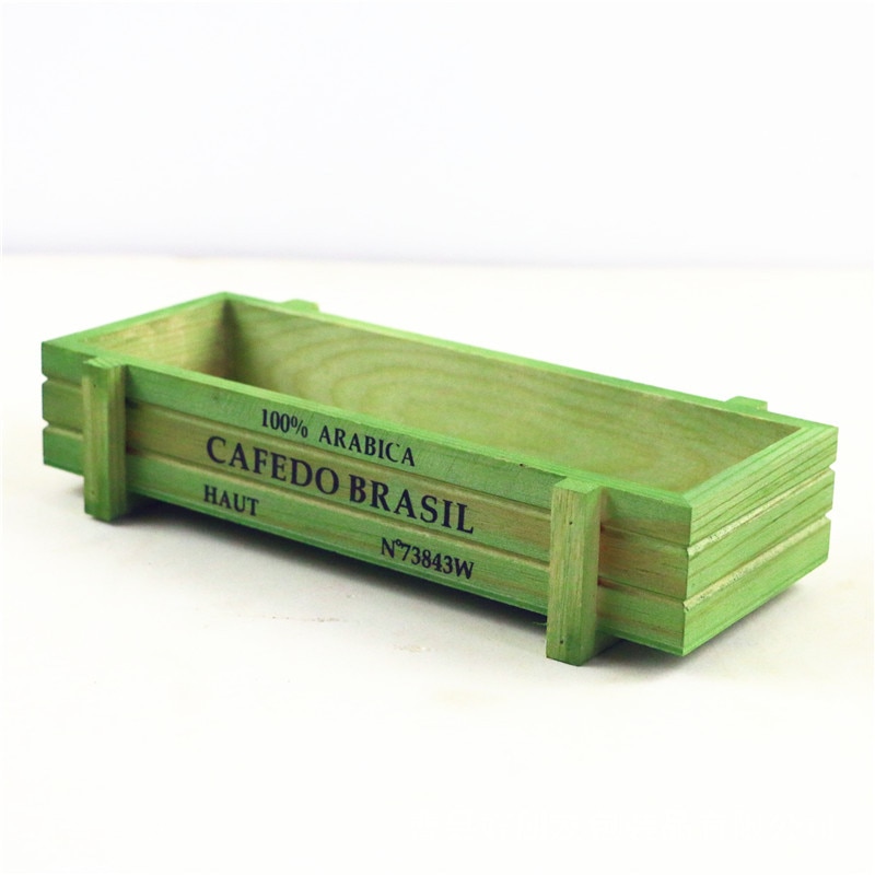 Maceta de madera para decoración de jardín, macetas, almacenamiento de artículos variados, suculentas, cajas de almacenamiento de madera, decoración del hogar: green