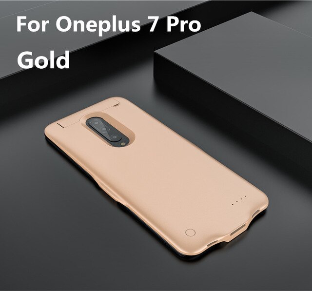 HSTNBVEO 6800mAh Energie Bank Batterie fallen Für OnePlus 7 Profi Batterie Ladegerät Fällen Aufladen Energie fallen Für OnePlus 7 Energie Bank: Gold  Pro 7 Profi