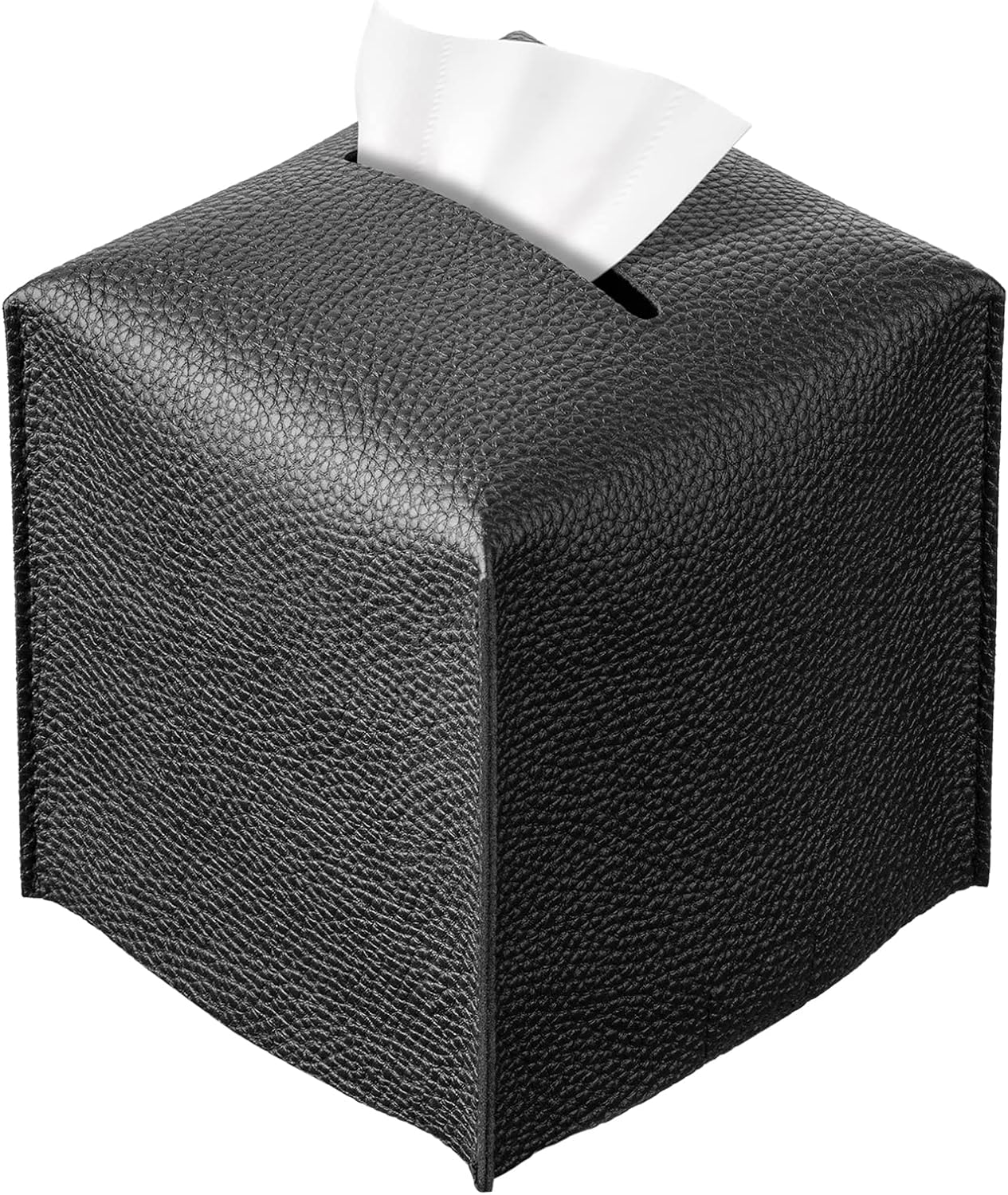 Modern PU Leather Tissue Box Holder Square Tissue Box Cover Decorative Holder/Organizer for Bathroom Bedroom Office Desk Car: black