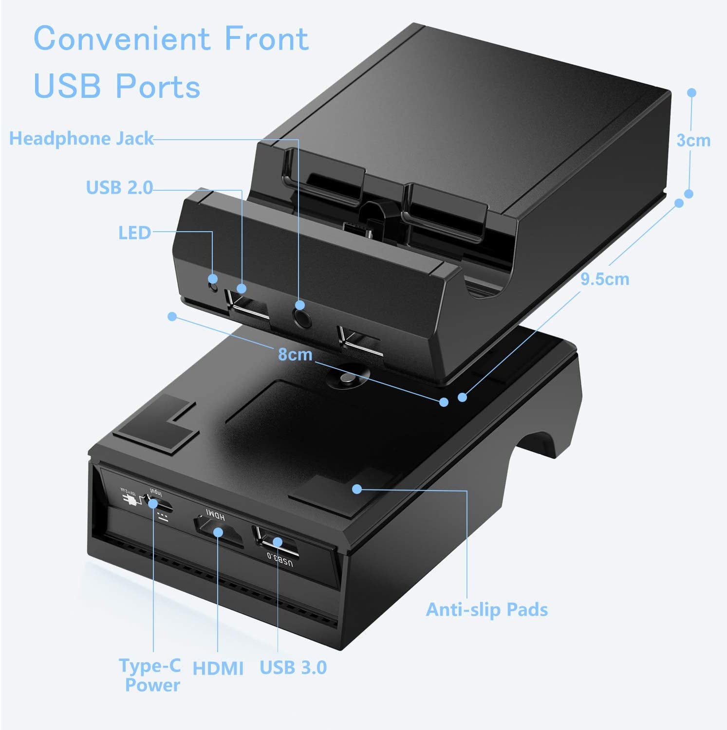 For Nintendo Switch Portable Charging Dock TV Playstand Station Replacement 4K HDMI USB 3.0 Port 3.5 Headphone Jack