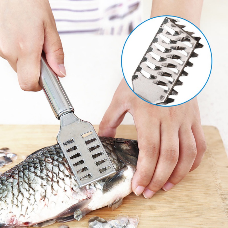 Stainless Steel Silver Scales Scraper Fish Planer Kitchen Gadget Fish Scale Scraper Kitchen Utensils For Flake Off Instantly