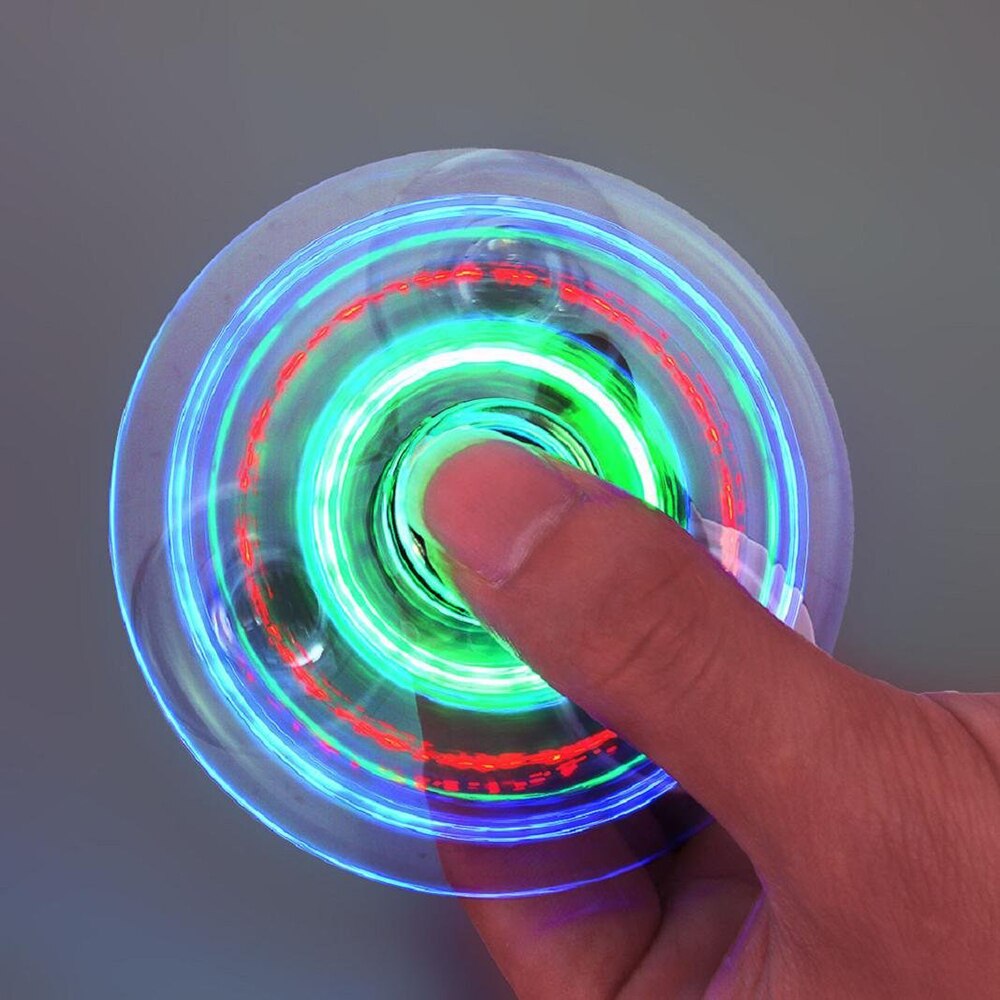 Led Licht Spinner Met Switch Plastic Edc Hand Speelgoed Voor Autisme En Adhd Relief Focus Angst Stress Speelgoed Rainbow