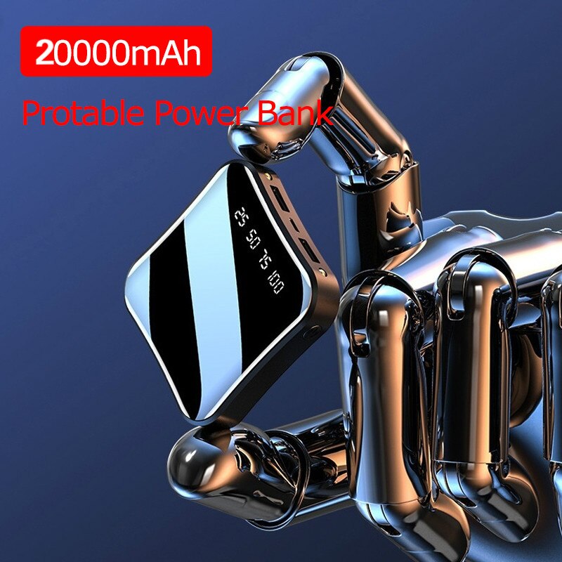 20000mAh Mini Portable Power Bank Full Screen Digital Display Powerbank Fast Charging External Battery for IPhone Xiaomi Samsung