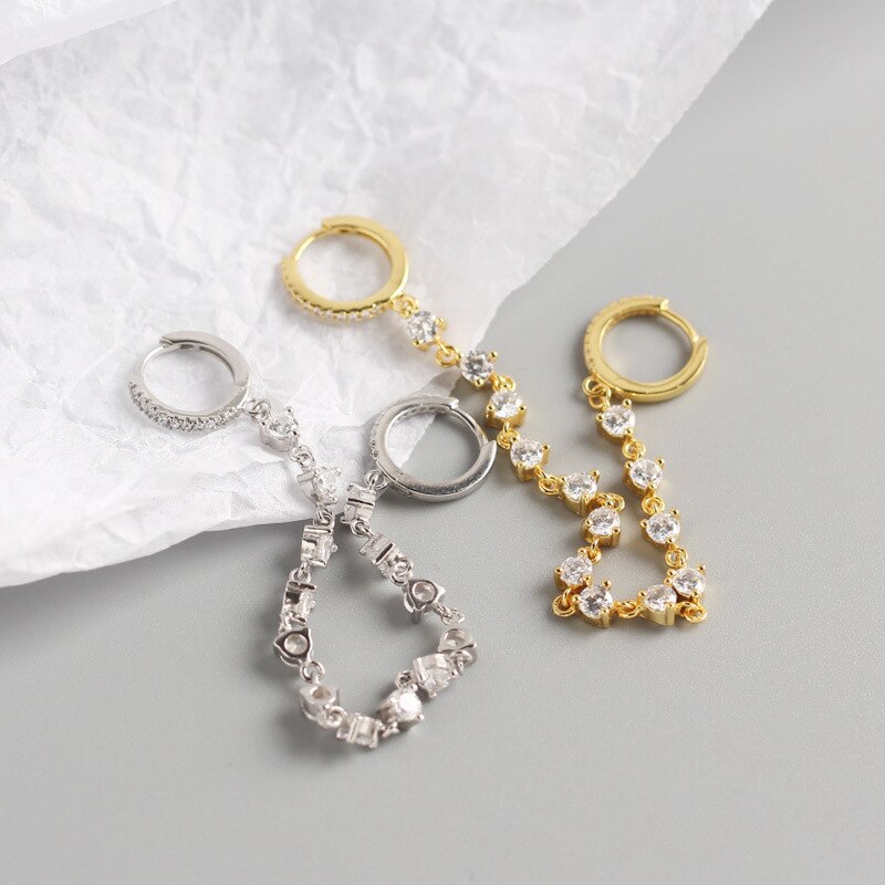 925 Sterling silber ohrring zirkon 2 durchbohrten Siamese ohren kette ohr knochen ohr schnalle persönlichkeit Trend frau mädchen ohr jewe