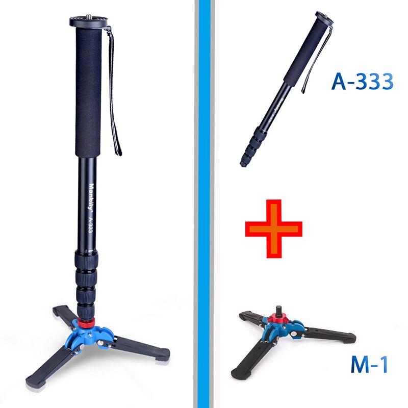 Manbily A-333 Aluminum alloy photography monopod stand with mini tripod base desktop tripod &amp; ball head: A-333 add M-1