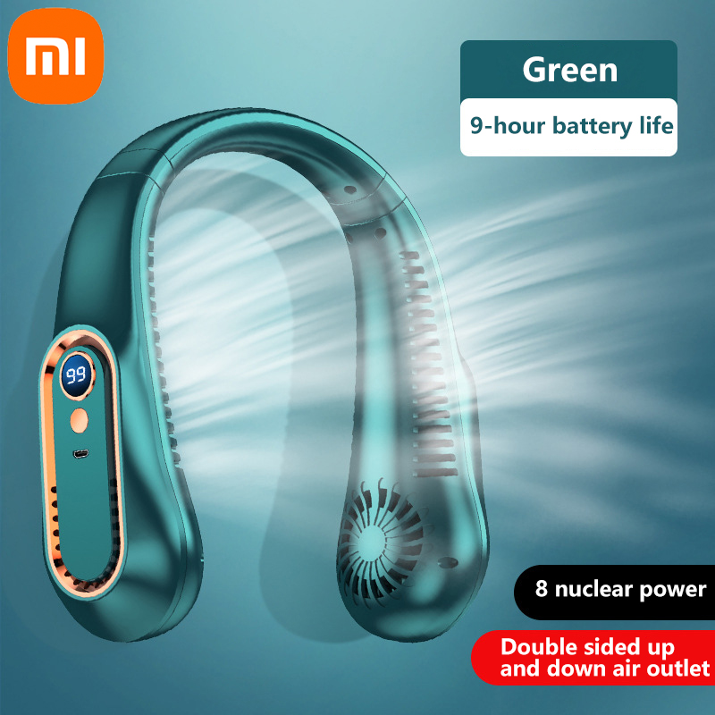 Xiaomi 8000mAh USB Appeso Al Collo Ventilatore Portatile Senza Lama Mini Ricaricabile Muto Display Digitale A LED Dispositivo di Raffreddamento D'aria Elettrico Palmare: Black
