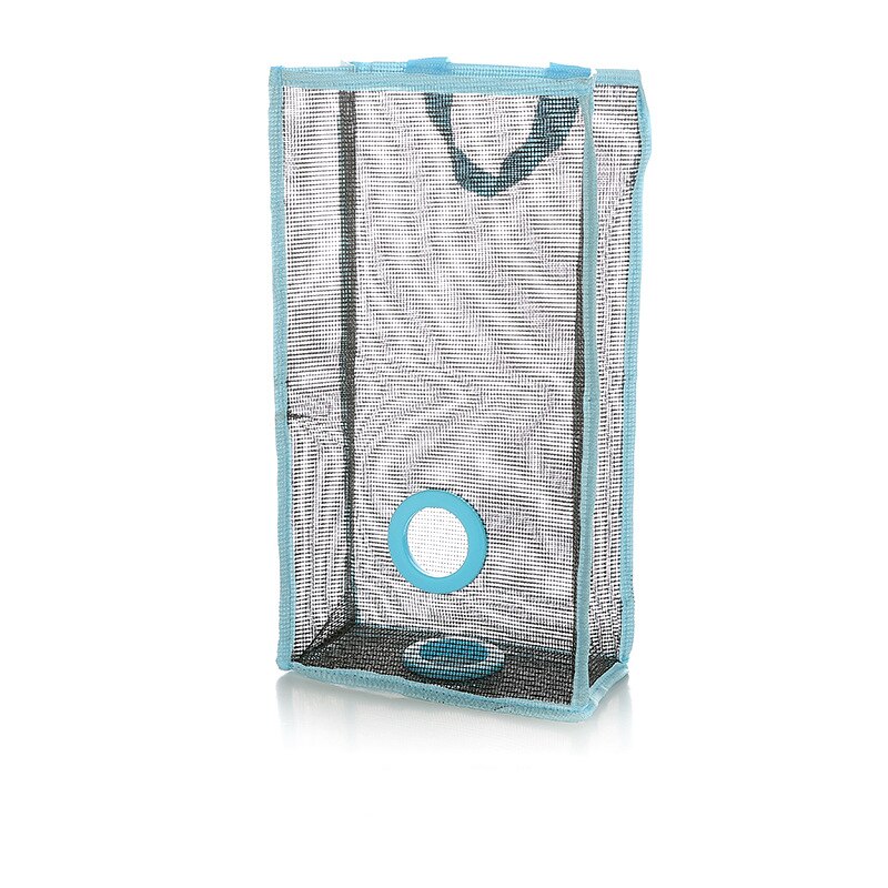 hanging breathable plastic grid garbage bag socks sundries storage organizers kitchen bathroom storage bag: Blue / L