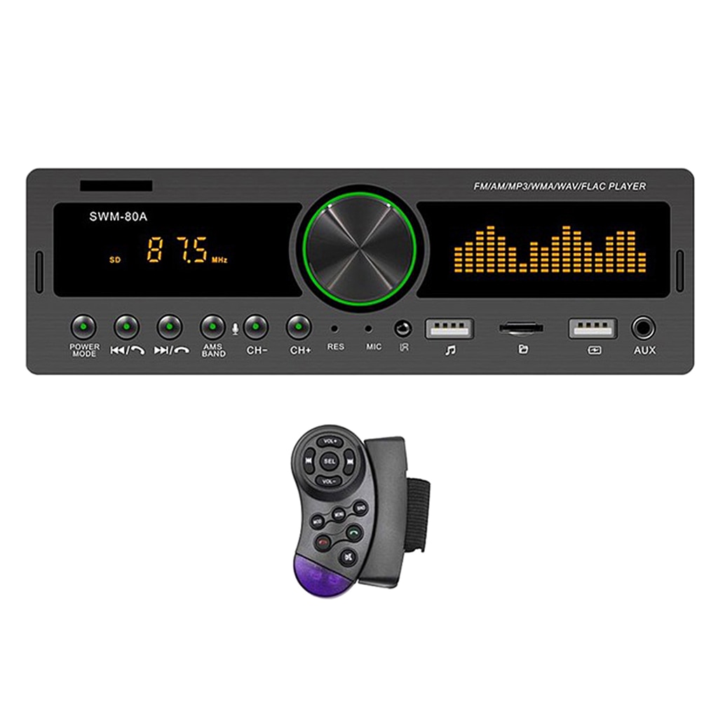 SWM-80A Car Stereo MP3 Player, Bluetooth FM Radio Receiver, Car MP3 Multimedia Player