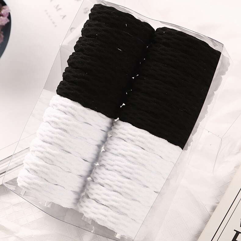 24 stks/partij Mode Vrouwen Rubber Band Meisje Elastische Touw Haarbanden Paardenstaart Houders Hoofddeksels Haar Accessoires Gom: 24PCS black-white