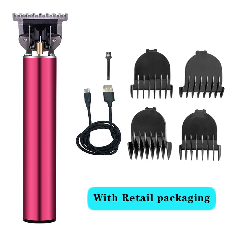 Close-cutting Digital Hairdresser Electric Hair Clipper Barber Men Hair Trimmer Rechargeable 0mm T- Blade Machine: rosered