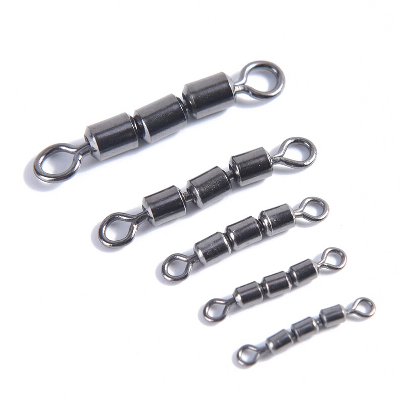 10pcs/lot High Speed Connector Size2 4 6 8 10 Fishing Tools Tackle Accessories strength Fishing triple Rolling Swivel Barrel