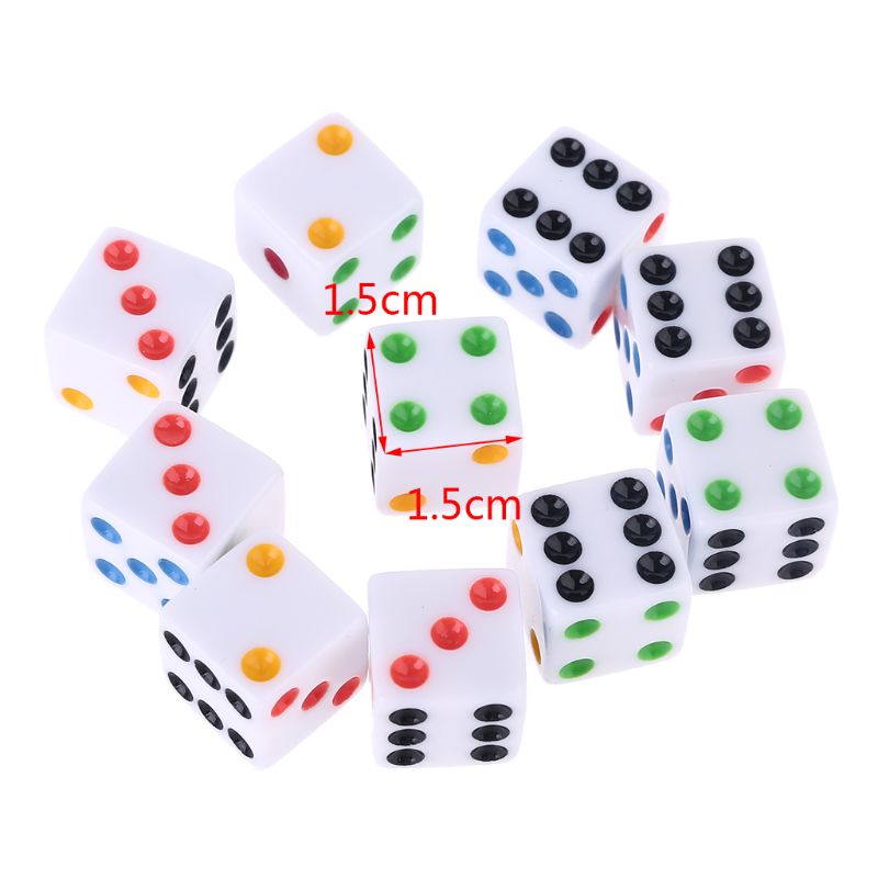 10 Stks/set D6 Zes Zijdig Spot Dobbelstenen Vierkante Opaque Dices Rol Playing Game Voor Party