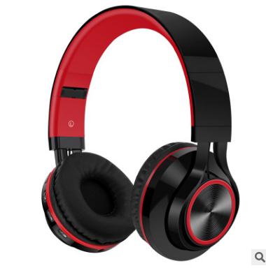 Opvouwbare Draadloze Bluetooth Hoofdtelefoon Fm Radio Sd/Tf Card Nfc MP3 Speler Stereo Zware Bas Headset Met Microfoon: Black Red