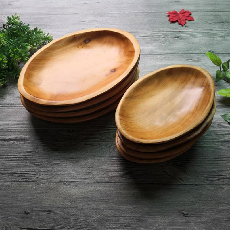 Wood Fruit Tray Hotel Oval Food Tray Restaurant Snack Storage Tray Simple Tray