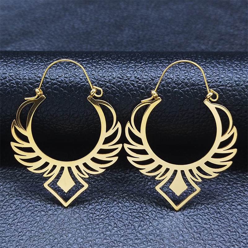 Pendientes de flor de loto de Yoga a la , pendientes de aro de acero inoxidable de Color dorado para mujer, joyería boucles d'oreilles E9360S01: Verde