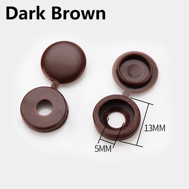 100Pcs Plastic Screw Caps Covers Decorative Snap Buttons White Black Brown: 7