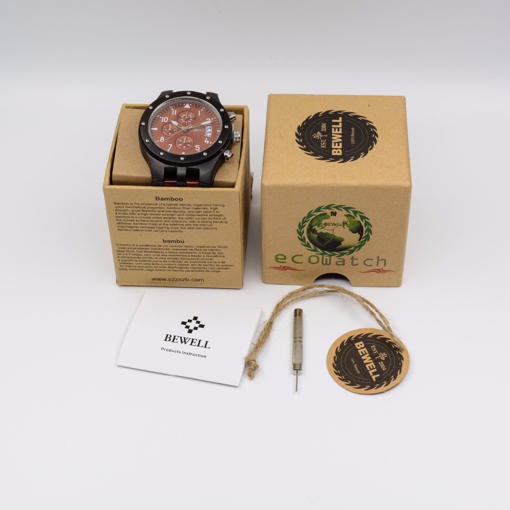 BEWELL Holz herren Uhr Luxus Quarz Handgelenk Moment Uhren Mit Komplette Kalender Zeit lieferant 109D