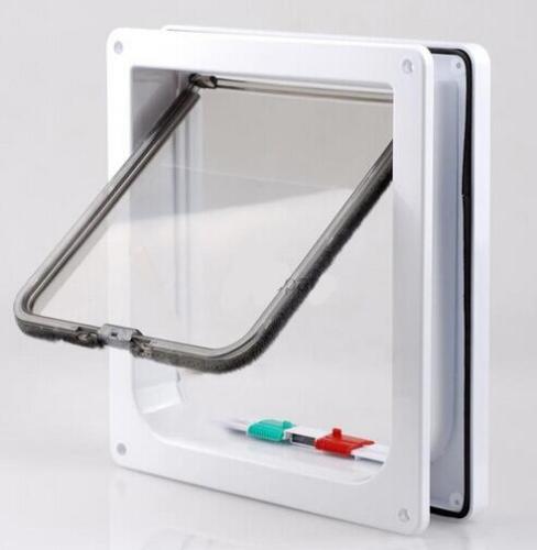 S/M/L plastic animal small pet door supplies two way free entry and exit lockable dog and cat safety flap door ABS WF: White / 16X16X5