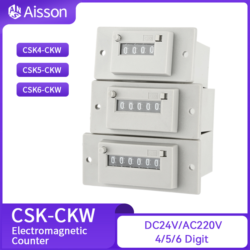 CSK-CKW 4/5/6-Digit Elektromagnetische Teller Met Handmatige Afsluitbare Puls Teller Meerdere Spanningen DC24V AC220V