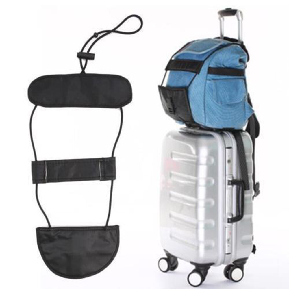 Bærbar sort bundtbånd holdbar rejsebagage taske kuffert bælte rygsæk praktisk bærerem