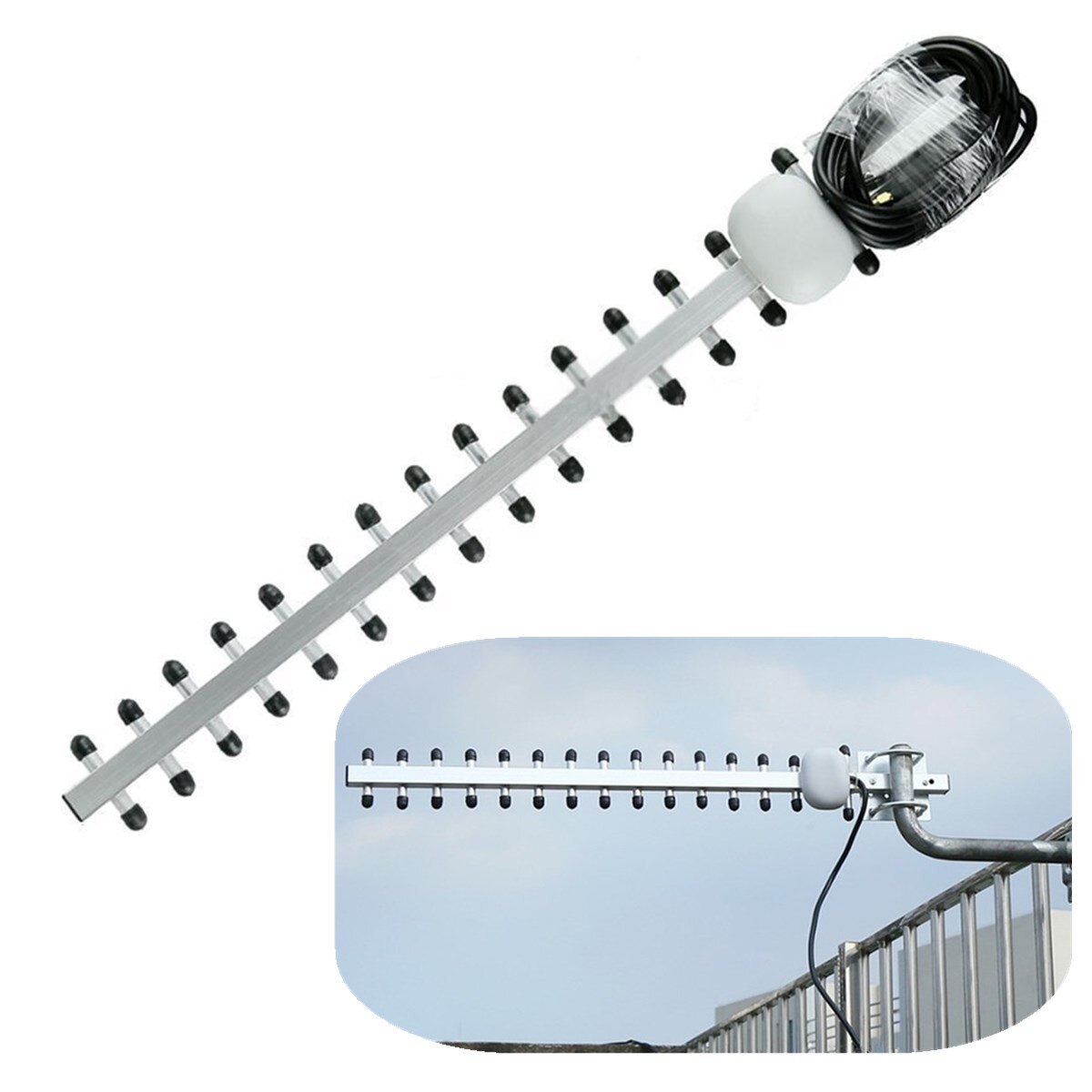 Antenne Yagi 433 MHz 6 DBi SMA Mâle - Câble RG58 3m - UHF 423-443 MHz Extérieure