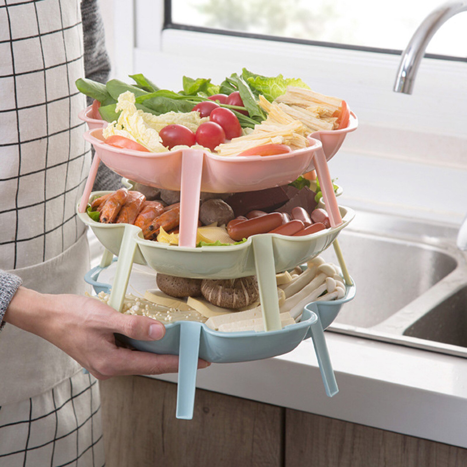 Flower Shaped Fruit Dishes Plates Storage Box Dried Fruit Snack Plates Divided Candy Dessert Plate Container