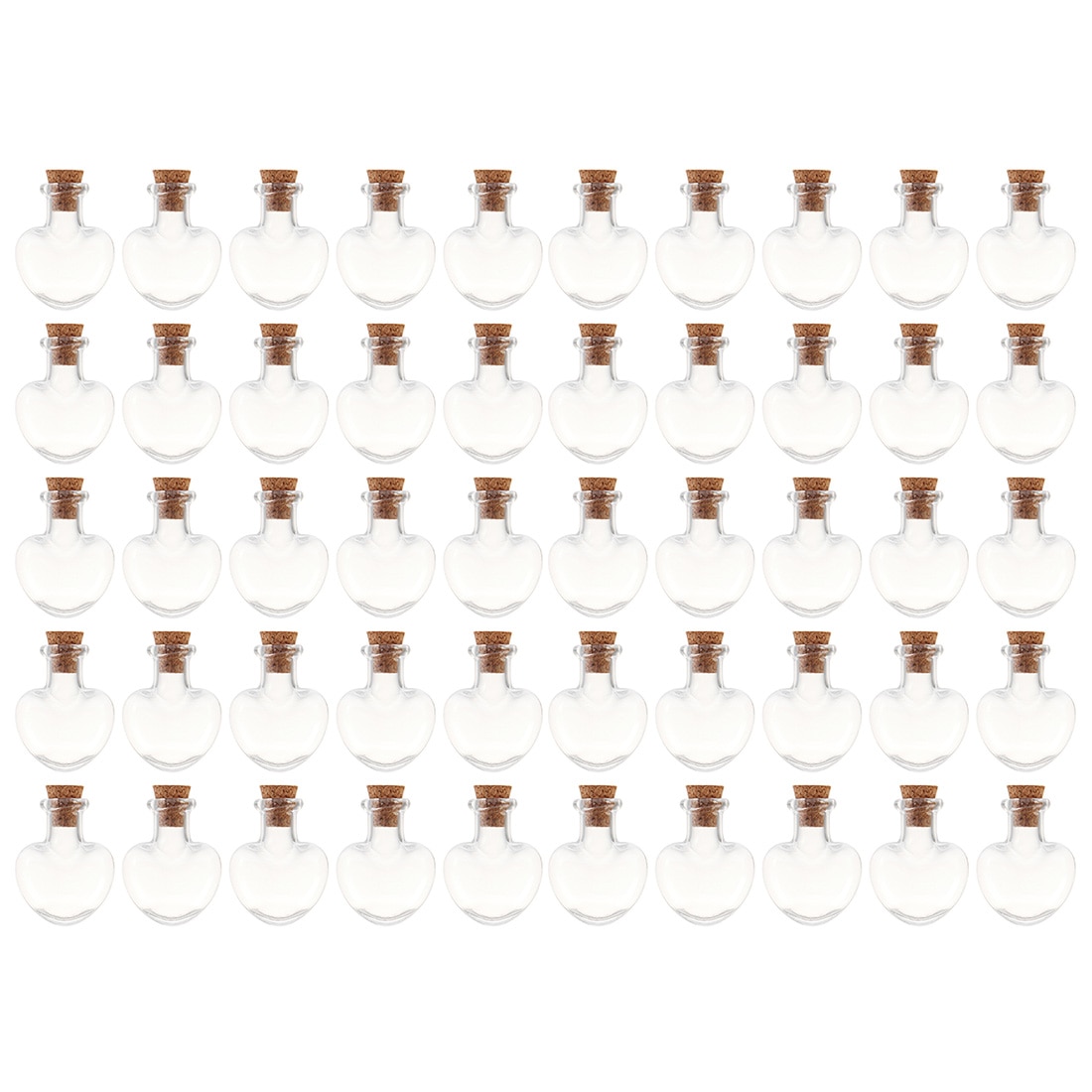 50pz 2.4X2 cm 5ml a Forma di Cuore mini Bottiglie di Vetro sughero Campione Vuoto Vasetti Che Desiderano bottiglia di vetro di Stoccaggio Regalo-Trasparente: 1