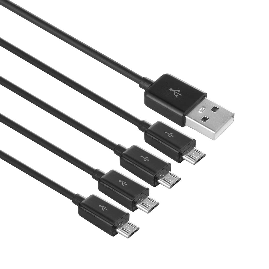 Nuolianxin Multi Micro Usb Oplaadkabel, 4 In 1 Usb 2.0 A Male Naar 4 Micro Usb Male, micro Usb Splitter Kabel (Zwart 0.5M)