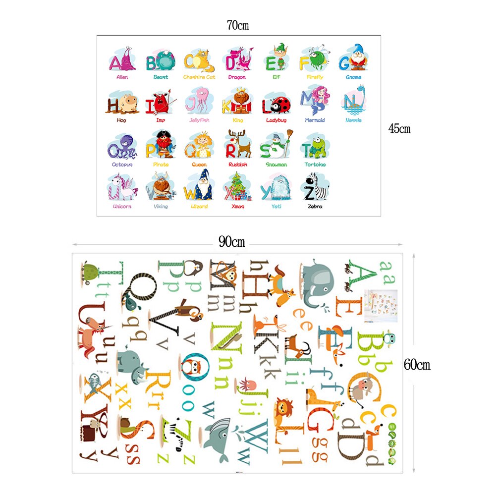 Cartoon Alphabet Sticker Adhesive Wall Sticker Pvc Waterproof Wallpaper Mural DIY Wall Decals Home Poster Kids Room Decor
