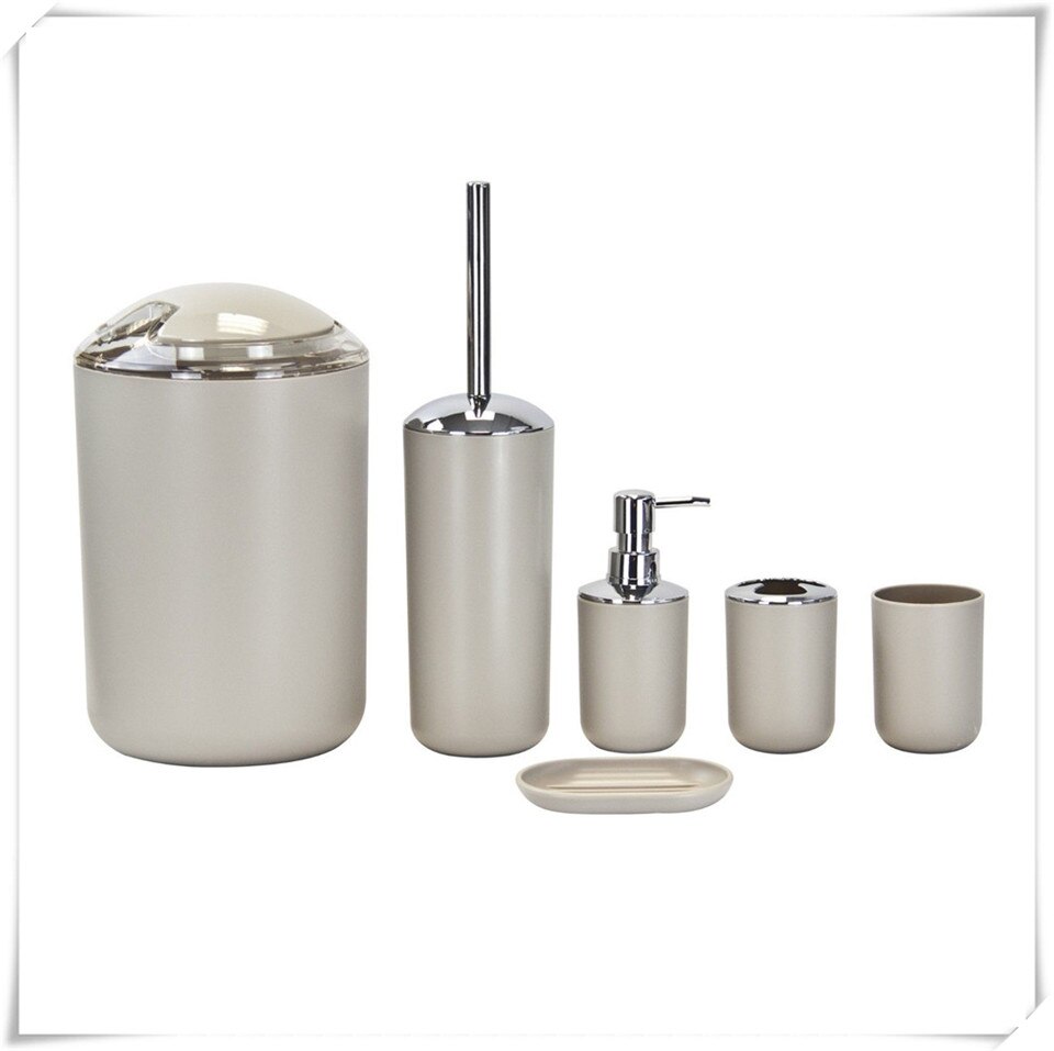 MSJO Bathroom Accessories Set 6PCS Decor Storage Black Soap Dispenser Toothbrush Toothbrush Holder Modern Home Decor Accessories: beige bathroom set