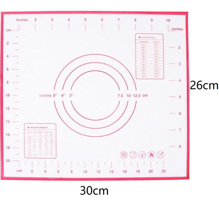 Reusable Silicone Baking Mat For Rolling Dough Pad Pizza Maker Pastry Kitchen Gadgets Bakeware Kneading Pad Accessories: Red 30x26cm