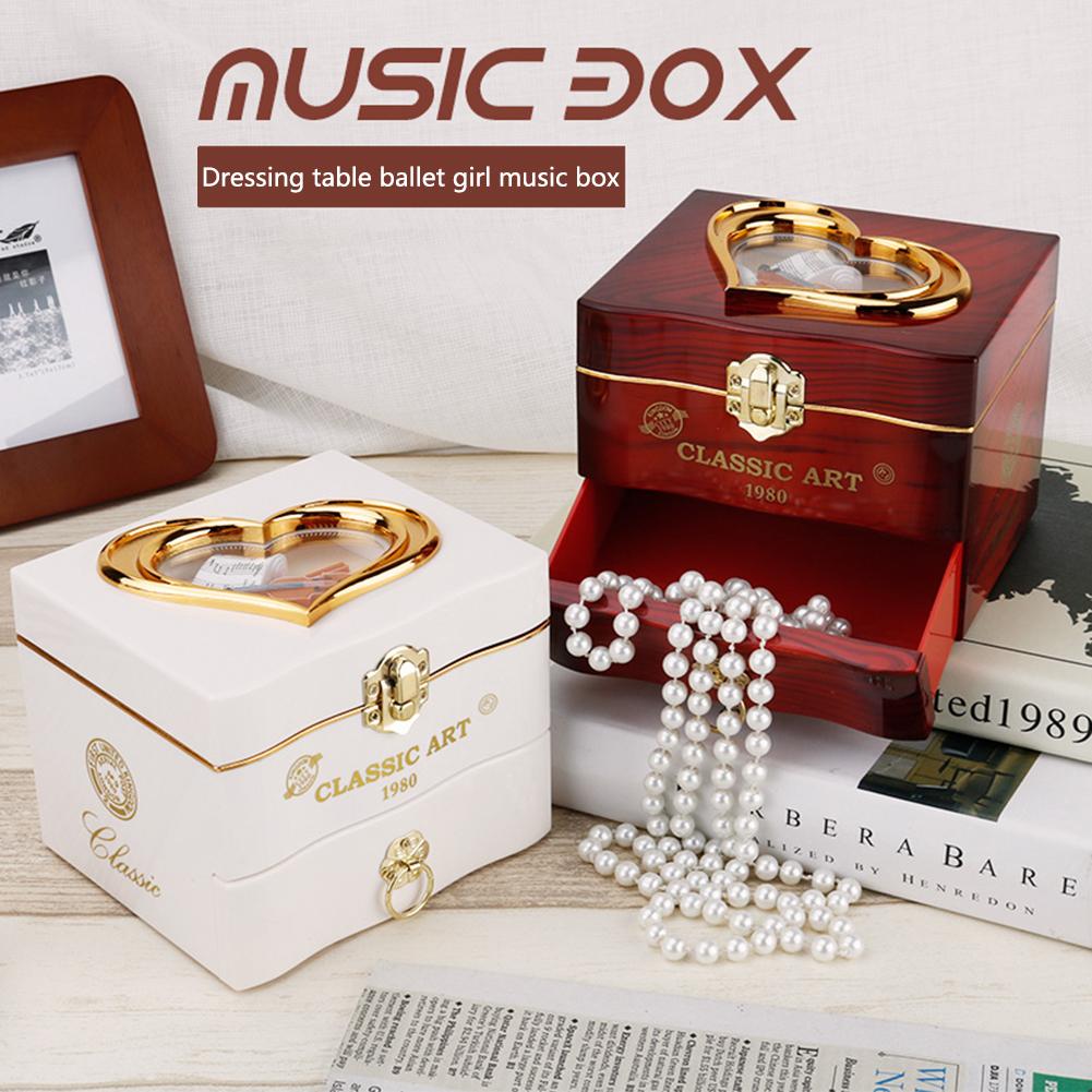 Classic Rotating Dancer Ballerina Piano Music Box Clockwork Plastic Jewelry Box Girls Hand Crank Music Mechanism Jewelry Boxes